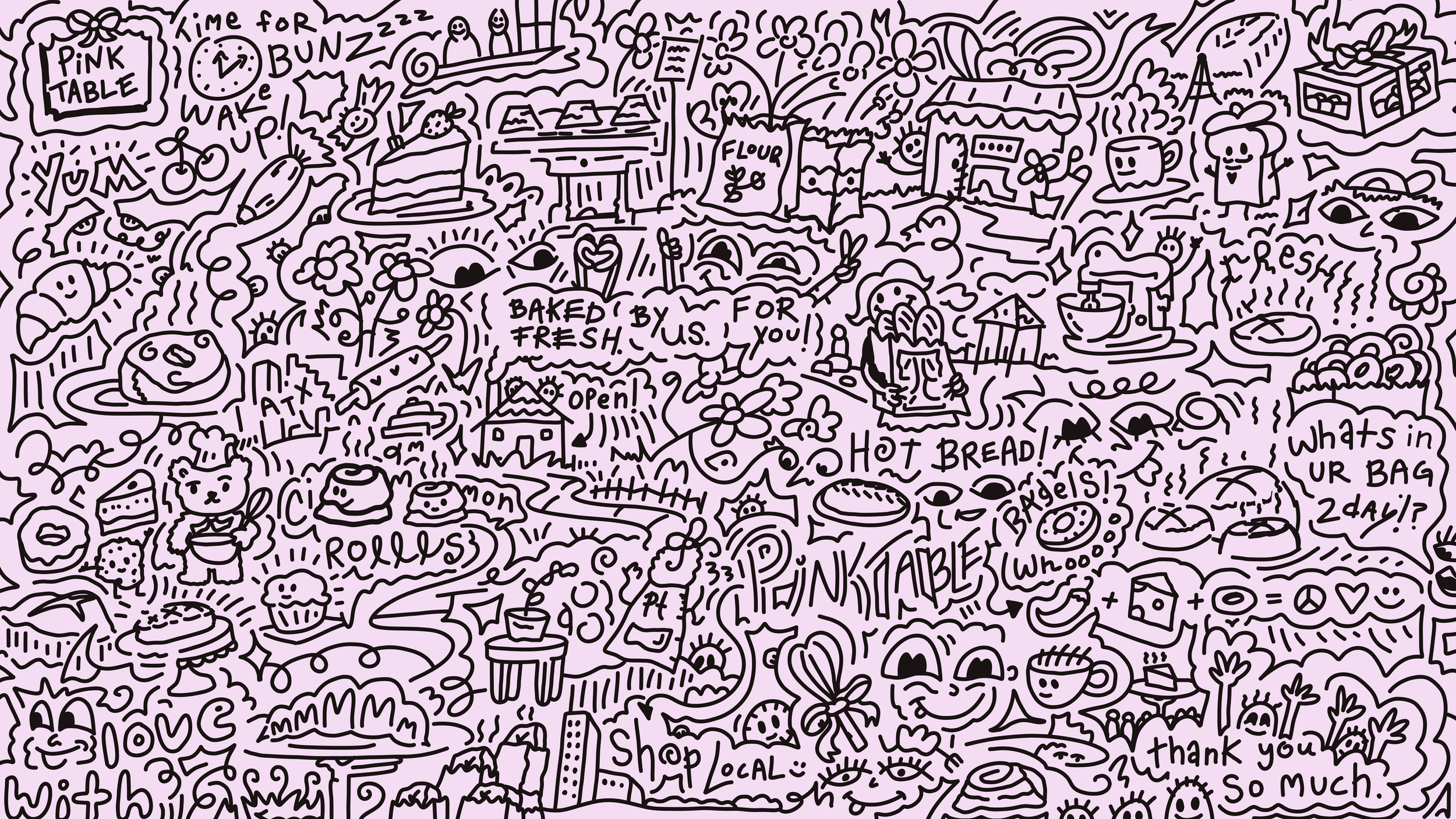 Hand-drawn brand pattern sheet